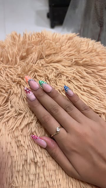 Colourful hand-painted nail art